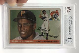 1955 Topps Roberto Clemente Rookie Card Rc 164 Pirates,  Graded Bvg 1.  5 Fair