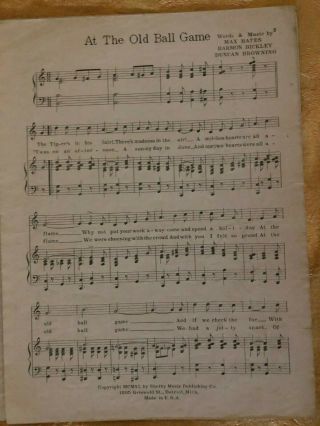 1940 At The Old Ball Game sheet music,  Detroit Tigers Charlie Gehringer 3