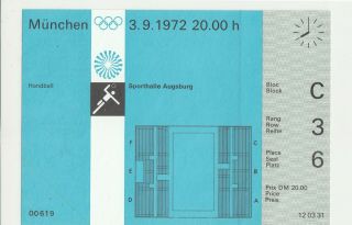 B042 - 1972 Munich Olympic Games Handball Ticket