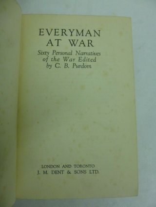 EVERYMAN AT WAR 60 Personal Narratives of the War - Purdom 1ST EDITION 1930 WWI 3