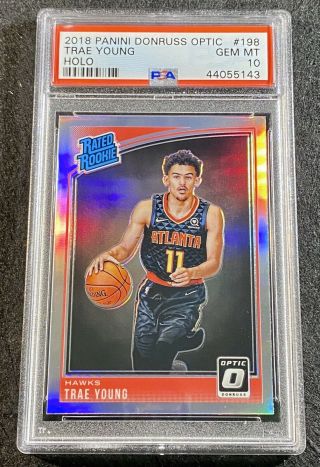 2018 Donruss Optic 198 Trae Young Holo Refractor Gem Psa 10 Rookie Card