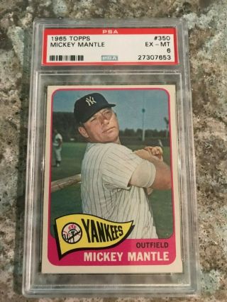 1965 Topps Mickey Mantle 350 Psa 6 Ex - Mt Perfectly Centered