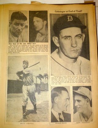 1940s Detroit Tigers Scrapbook,  Newspaper Clips,  Greenberg,  Gehringer,  Muskegon
