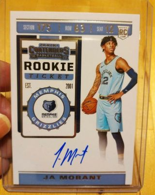 Ja Morant 2019 - 20 Panini Contenders Auto Rookie Tickets Rc On Card Autograph Hot