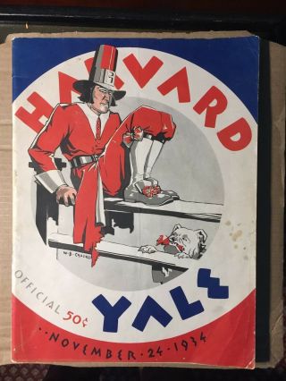 1934 Yale Vs Harvard Official Football Program Fair/good