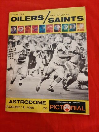 Orleans Saints,  Houston Oilers Program From Their First Meeting,  8/18/1968
