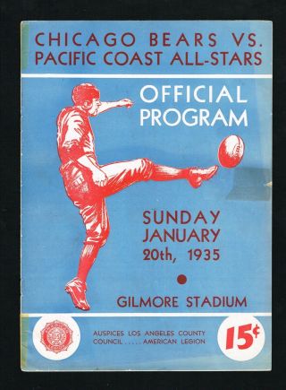 1935 Chicago Bears Vs Pacific Coast All - Stars Football Program Grange Nagurski