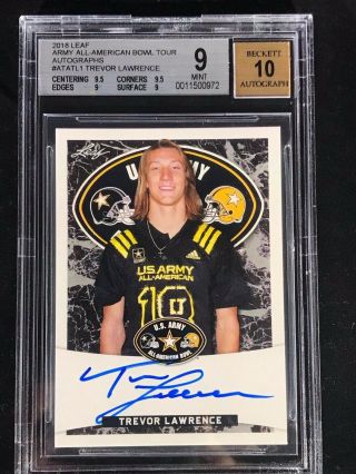 Trevor Lawrence 2018 Leaf Us Army All - American Tour White Autograph Bgs 9 (10)