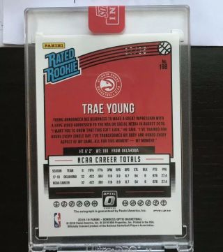 Trae Young 2018 - 19 Donruss Optic Rated Rookie RC PINK Prizm Autograph Auto d/25 2