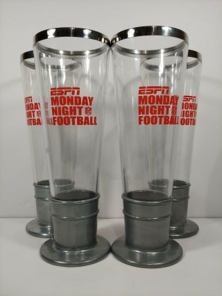Nfl Espn Monday Night Football Drinking Glasses Set Of 4 9 " Tall,  24 Ozs