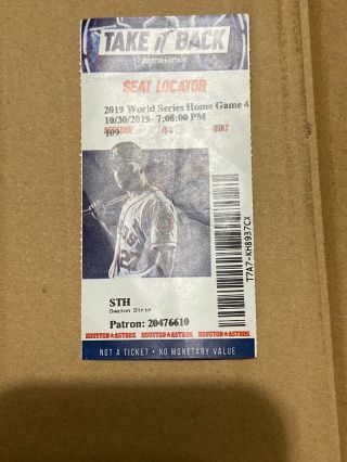 2019 World Series Game 7 Nationals Vs Astros Ticket Stub 10/30/2019 Champions