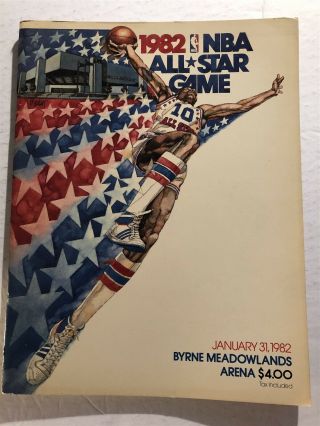 1982 Nba All Star Game Program Jabbar Larry Bird Dr J Erving Gervin Moses Magic