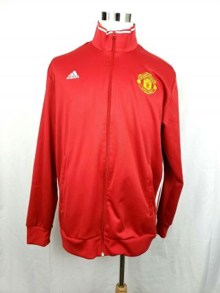 Adidas Manchester United Futbol Mens Size Xl Red White Full Zip Track Jacket