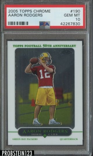 2005 Topps Chrome 190 Aaron Rodgers Packers Rc Rookie Psa 10 Centered