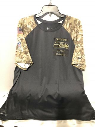 Seahawks Nike Dri Fit Salute To Service Troop Military Gray Camo Shirt Men Xl
