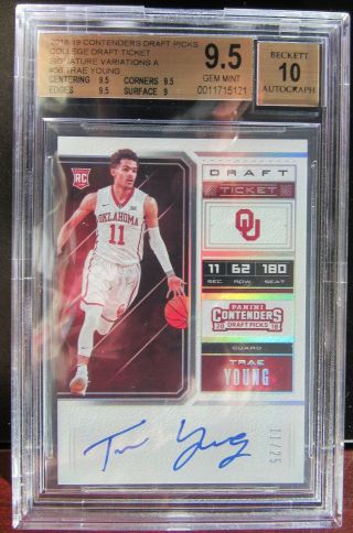 2018 Contenders 11/25 Draft Ticket Trae Young Auto/autograph Rc/rookie Card 1/1