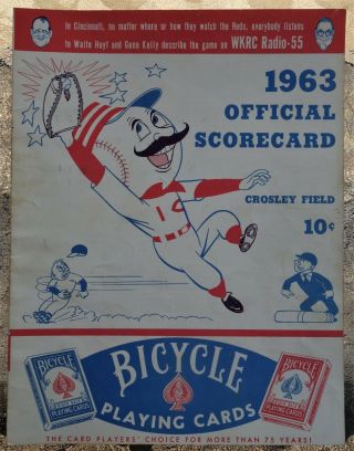 1963 Cincinnati Reds v Pirates Official Scorecard Crosley Field Scored 2