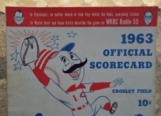 1963 Cincinnati Reds v Pirates Official Scorecard Crosley Field Scored 3