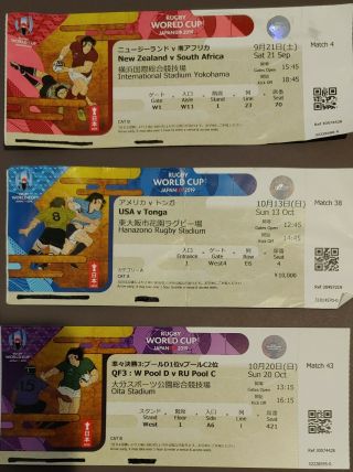 Rugby World Cup 2019 Tickets (zealand V South Africa; Usa V Tonga; Qf3)
