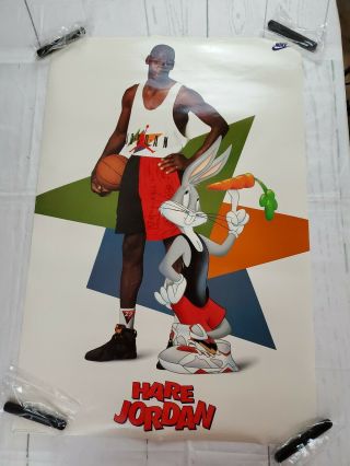Vintage 1992 Hare Air Jordan Space Jam Nike Poster Michael 36 X 24 Bugs Bunny