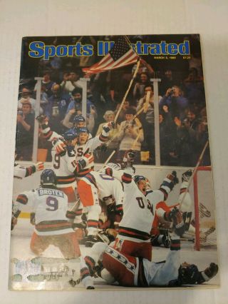 Sports Illustrated March 3,  1980 (miracle On Ice,  U.  S.  Hockey) W/ Label