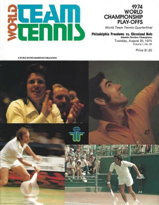 1974 Philadelphia Freedoms Vs Cleveland Nets World Team Tennis Program Wtt Fwil