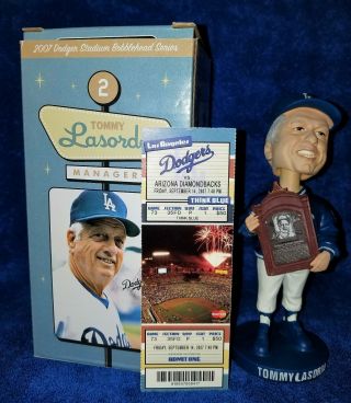 Tommy Lasorda 9/14/2007 Sga La Dodgers Bobblehead Mlb W/game Tix Hall Of Fame