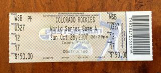 2007 World Series Game 4 Ticket Red Sox Win In 4 Games Vs Rockies