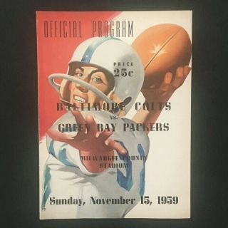 Vintage 1959 Baltimore Colts Vs.  Green Bay Packers Game Program