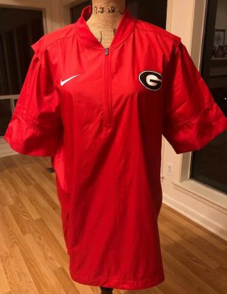 Nike Team Short Sleeve 1/4 Zip Wind Jacket Shirt University Georgia Bulldogs L