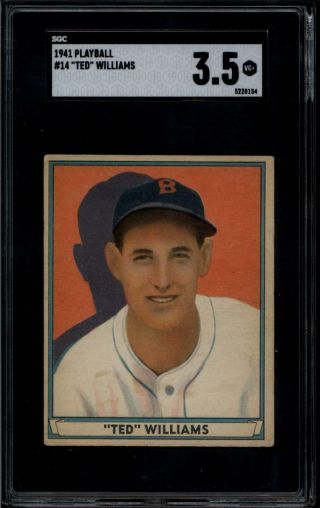 1941 Play Ball 14 Ted Williams Sgc 3.  5 Vg,  Red Sox