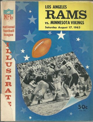 Official Game Day Program Los Angeles Rams Vs Minnesota Vikings August 17,  1963