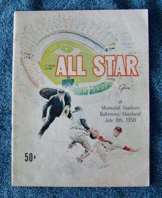 1958 Baseball All Star Game Program Booklet - Mickey Mantle,  Henry Aaron & More