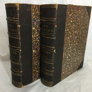 Our Country A Household History By Benson J Lossing 2 Volume Set 1878 1/4 Leath