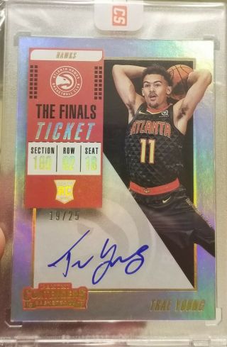 2018/19 Panini Contenders Trae Young The Finals Ticket /25 Auto 142