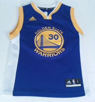 Golden State Warriors Curry Nba Adidas Basketball Jersey Youth Kids Small S 30