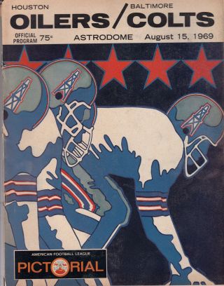 1969 Baltimore Colts At Houston Oilers Afl Program Ex 32175
