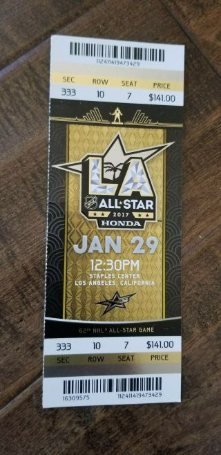 2017 Nhl All Star Game Full Ticket 300 Level Staples Center Crosby Simmonds Mvp