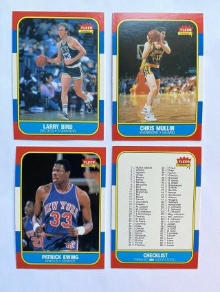 1986 Fleer Basketball NM Set 131/132 No Jordan,  Incredible 3