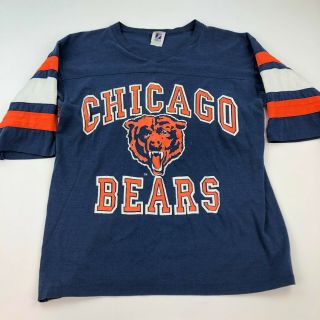 Vtg 80s Logo 7 Chicago Bears Football Jersey Shirt Size L Nfl Single Stitch