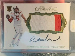 Patrick Mahomes Ii 2017 Panini Flawless Rookie Patch Autograph 17/25 3 - Colors