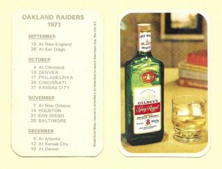 1971 Oakland Raiders Schedule Card - Sponsor Gilbey 