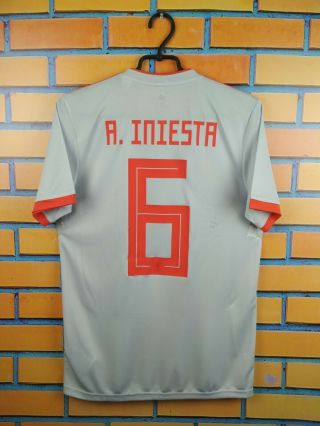 Iniesta Spain Soccer Jersey Small 2019 Away Shirt Br2697 Football Adidas