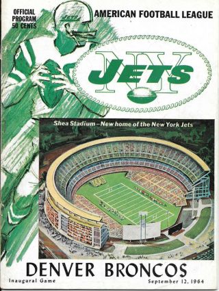 York Jets Football Program - September 12th,  1964 - First Game At Shea Stadium