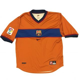 Vintage Nike Fc Barcelona Soccer Jersey Size Medium Football Orange 1998/1999