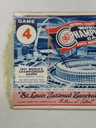 1967 World Series Game 4 Ticket Stub - Busch Stadium St Louis 2