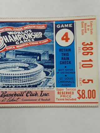 1967 World Series Game 4 Ticket Stub - Busch Stadium St Louis 3