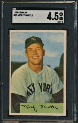 1954 Bowman Mickey Mantle 65 Sgc 4.  5 Very Good Vg/ex,  Yankees Color