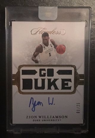 2019 - 20 Panini Flawless Zion Williamson Rc Rookie Patch Auto Sp 1/25 Jersey 1/1