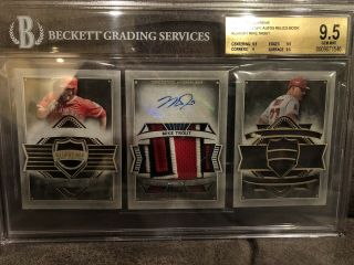 2015 Topps Supreme Mike Trout Scope Booklet 7/10 Patch Auto Bgs 9.  5 10 Auto